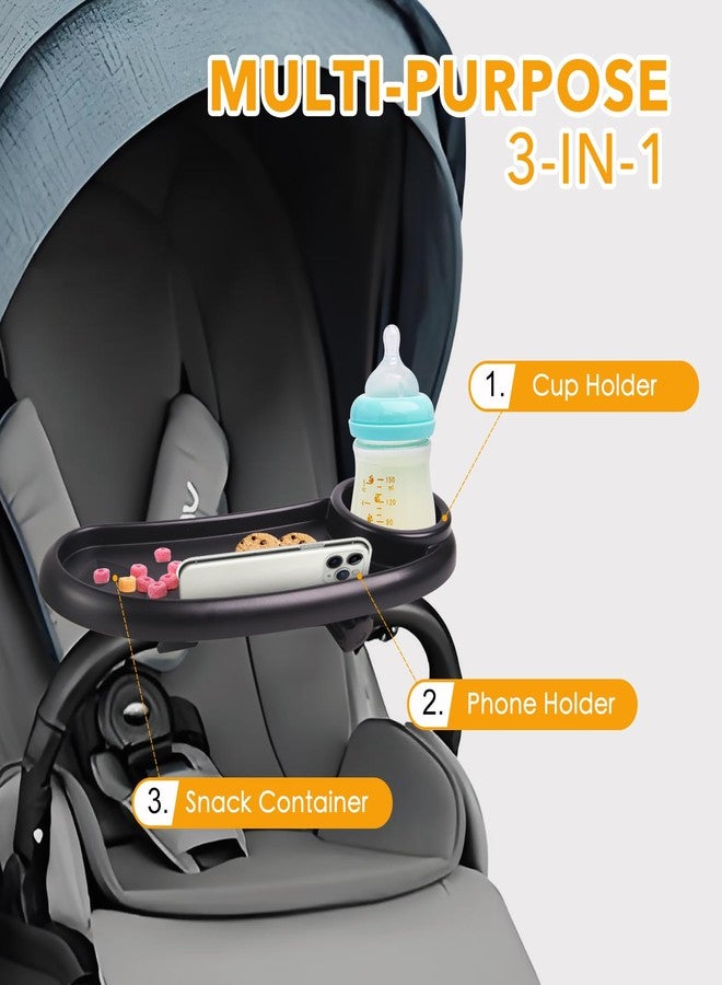 KEUYE Snack Tray Compatible with Mockingbird,Nuna,Evenflo Stroller,Adjustable Stroller Snack Tray with Cup Holder and Phone Holder, Stroller Accessories Black - Image 3